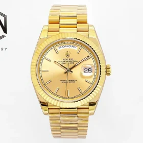 Rolex Replica Day-Date Steel Gold Dial 40mm Steel Bracelet Watches