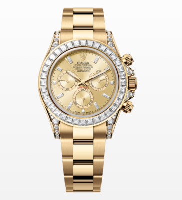 Replica Rolex Cosmograph Daytona Golden Dial 40MM Diamond Bezel Yellow Gold Watch